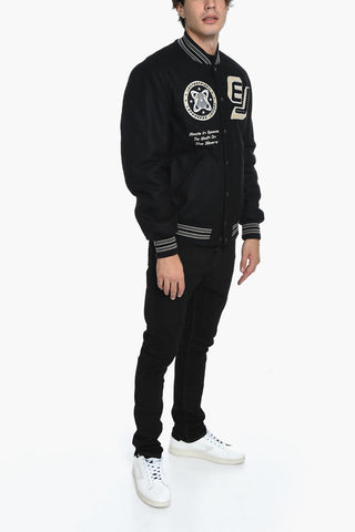 Bomber Varsity in Misto Lana con Toppe