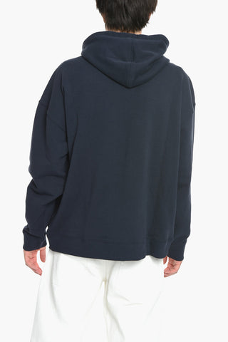 Brushed Cotton Hoodie With Sponge Patch Logo