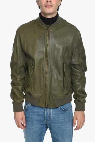 Lined Leather Bomber