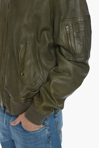 Lined Leather Bomber