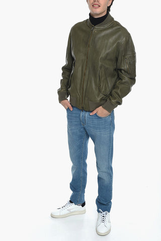 Lined Leather Bomber