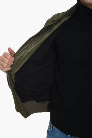 Lined Leather Bomber