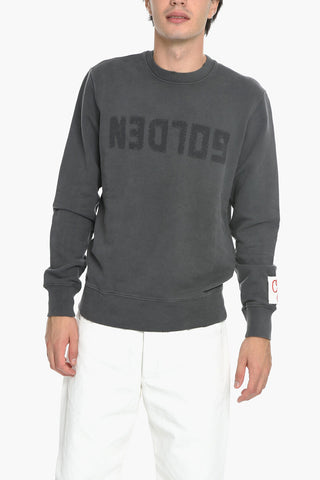 Crew Neck Cotton Sweatshirt with Lived-in Logo
