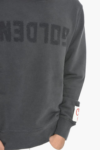 Crew Neck Cotton Sweatshirt with Lived-in Logo