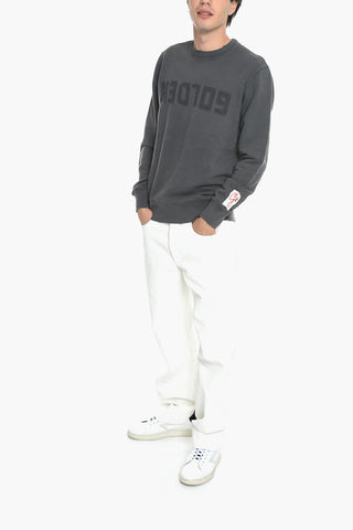 Crew Neck Cotton Sweatshirt with Lived-in Logo