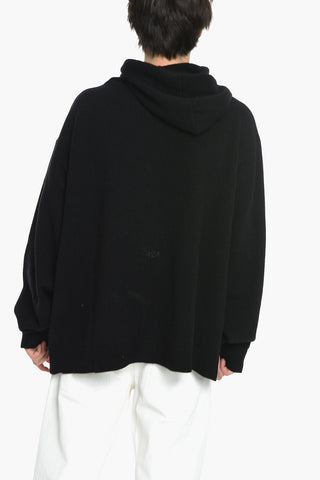 Wool Blend Sweater with Hood and Zip