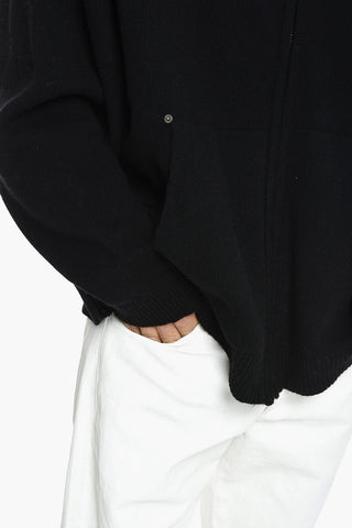Wool Blend Sweater with Hood and Zip