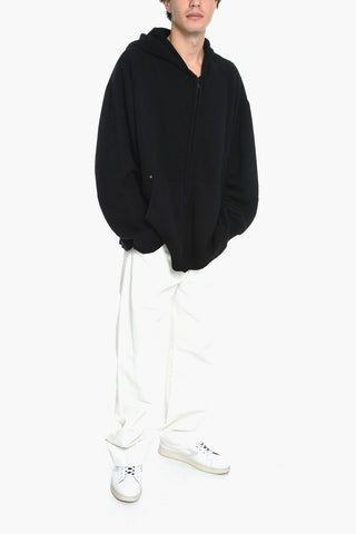 Wool Blend Sweater with Hood and Zip