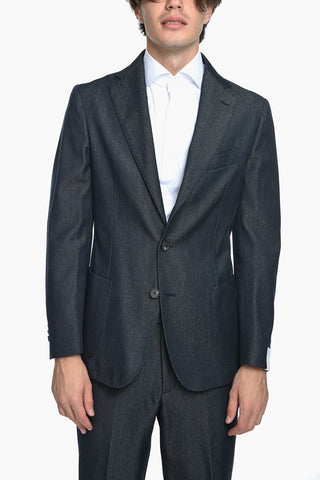 Denim Sui With Halflined Single Breasted Denim Blazer