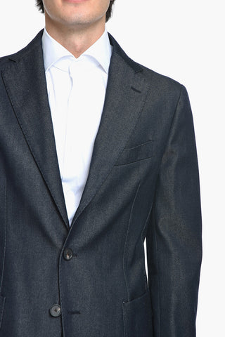 Denim Sui With Halflined Single Breasted Denim Blazer