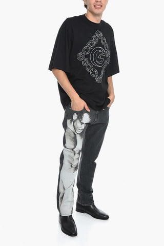 Crew Neck Pure Cotton T-Shirt with Printed Logo