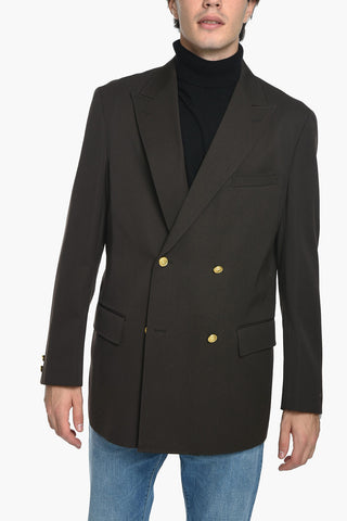 Flap Pockets Lined Double Breasted Blazer