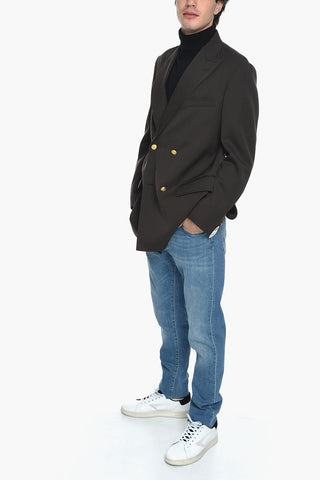Flap Pockets Lined Double Breasted Blazer