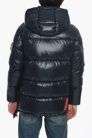 Multipocketed Nylon Puffer Jacket with Removable Hood