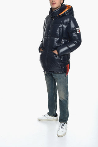 Multipocketed Nylon Puffer Jacket with Removable Hood