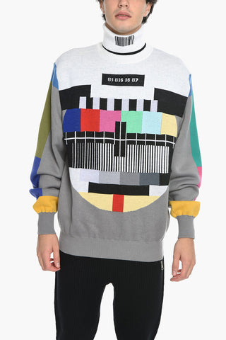 VTMNTS Turtleneck Wool Blend Pullover with Jacquard Motif