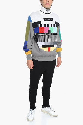 VTMNTS Turtleneck Wool Blend Pullover with Jacquard Motif