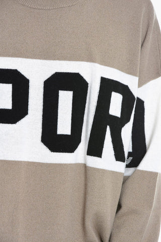 EMPORIO Maglia Girocollo in Misto Lana con Logo Frontale