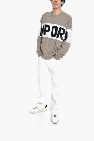 EMPORIO Maglia Girocollo in Misto Lana con Logo Frontale
