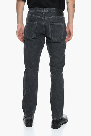 Dark Wash Jeans with Acid Wash Effect Print 21cm