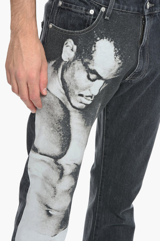 Dark Wash Jeans with Acid Wash Effect Print 21cm