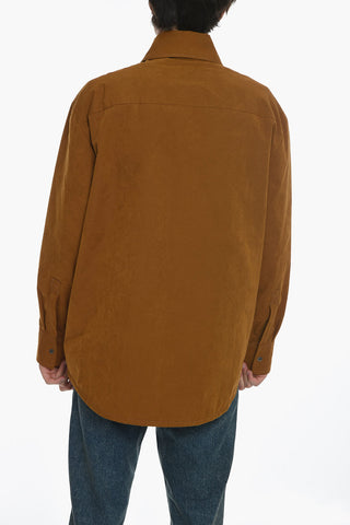 Cotton Blend Overshirt with Mohair and Wool Lining