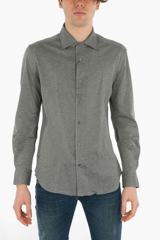Standard Collar Bird's Eye Cotton Shirt