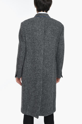 Double Breasted Alpaca Blend Coat With Flap Pocket