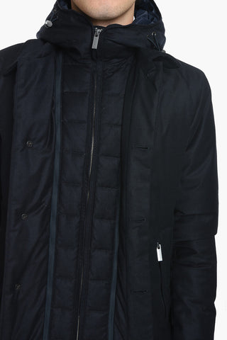 Wool Blend Coat with Removable Chest Piece
