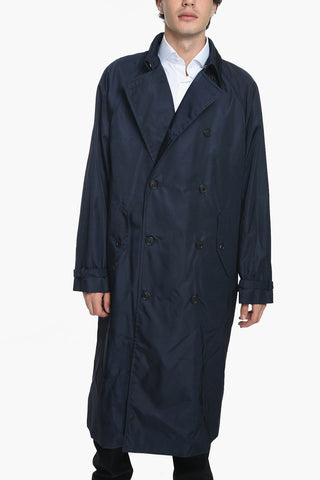 Trench Doppiopetto in Nylon con Maniche Raglan
