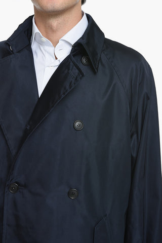 Trench Doppiopetto in Nylon con Maniche Raglan