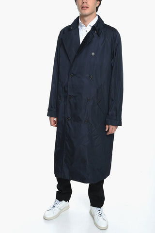 Trench Doppiopetto in Nylon con Maniche Raglan
