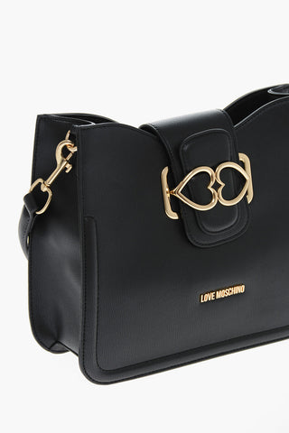LOVE Borsa a Spalla in Ecopelle con Cuori Dorati