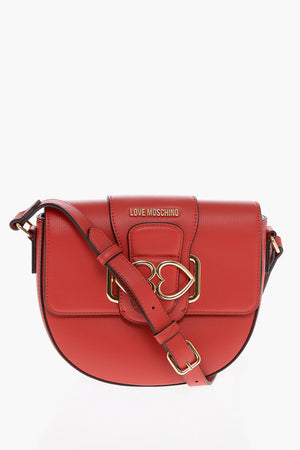LOVE Borsa a Tracolla in Ecopelle con Doppio Cuore in Metallo