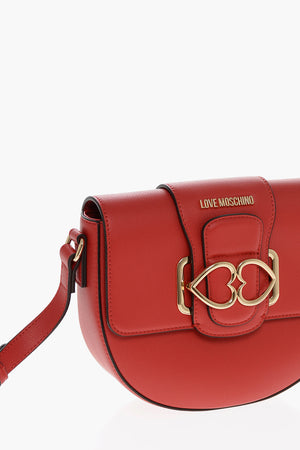 LOVE Borsa a Tracolla in Ecopelle con Doppio Cuore in Metallo