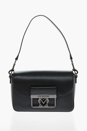 LOVE Borsa in Eco Pelle con Chiusura Effetto Argento