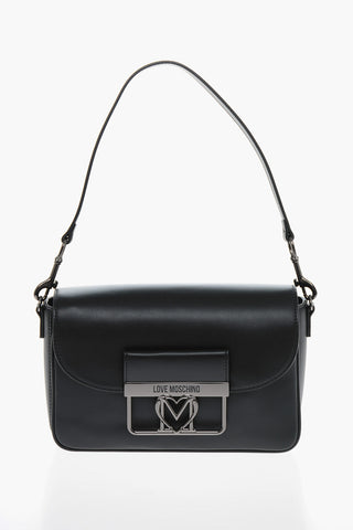 LOVE Borsa in Eco Pelle con Chiusura Effetto Argento