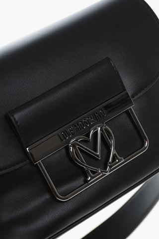 LOVE Borsa in Eco Pelle con Chiusura Effetto Argento