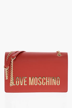 LOVE Faux Leather Shoulder Bag with Maxi Gold Logo