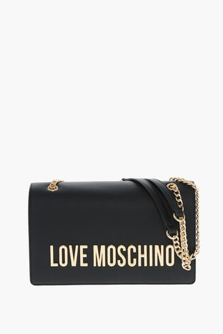 LOVE Faux Leather Shoulder Bag with Maxi Golden Logo