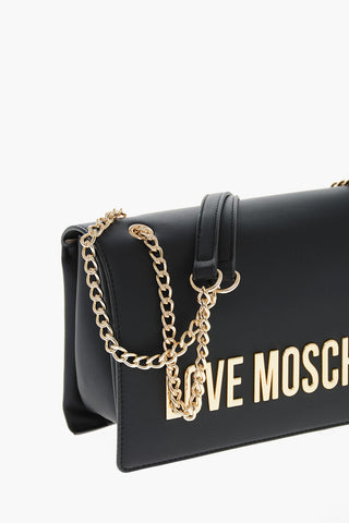 LOVE Faux Leather Shoulder Bag with Maxi Golden Logo