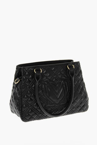 LOVE Quilted Faux Leather Hand Bag with Embossed Logos