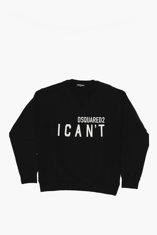 Solid Color COOL FIT Crew-neck Sweatshirt with Contrasting Print