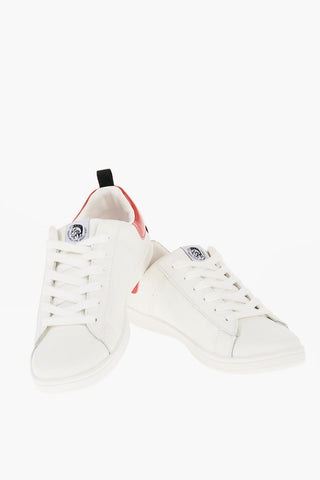 Leather Low-Top Sneakers with Patent Details