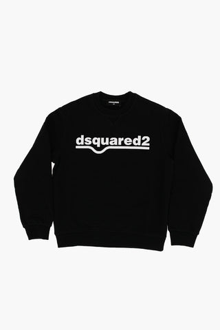 Brushed Cotton RELAX Crew-neck Sweatshirt with Printed Contrasting Logo