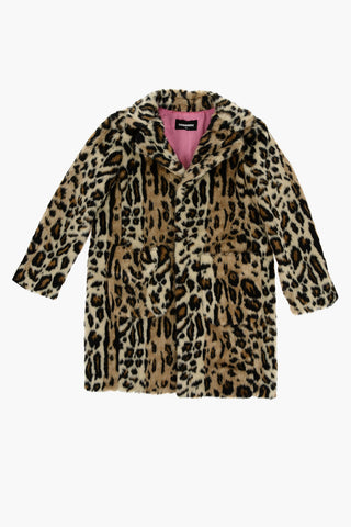 Faux Leather Animal Motif Coat