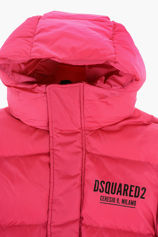 Padded Jacket with Hood and Belt