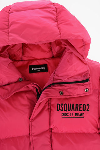 Padded Jacket with Hood and Belt