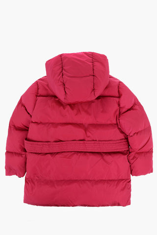 Padded Jacket with Hood and Belt
