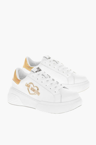 LOVE Low STAR50 Leather Sneakers With Gold Effect Details